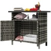 Outsunny Wicker Outdoor Storage Cabinet, Rattan Outdoor Towel Storage Unit with Two Doors, Shelf, Metal Top for Pool, Garden, Porch - 4 of 4