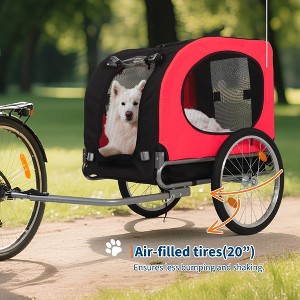 Dog Bike Trailer, Supports up to 88LBS Dog Trailer for Bicycle, Pet Cart Bicycle Carrier with Quick Release Wheel & Easy-Fold Frame, Red - 1 of 4