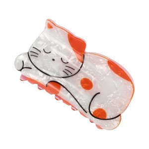Unique Bargains Women's Fashion Cute Cat Hair Clips 3.46"x1.77"x1.69" Orange White 1 Pc - 1 of 3
