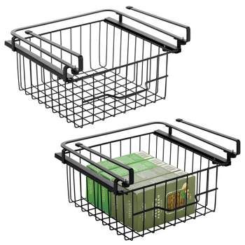 Under Shelf Basket,2 Pack White under Shelf Wire Basket Hanging Storage  Baskets