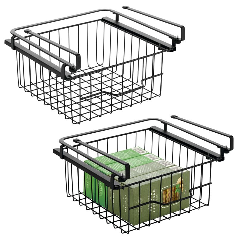 mDesign Compact Hanging Pullout Drawer Basket - Shelf Organizer, 1 of 10