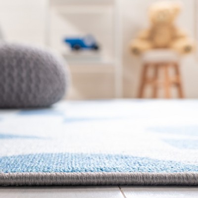 Blue Geometric Shapes Kids Playhouse Rug 5'5" x 7'7"