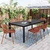 Set of 2 Patio Dining Chairs Stackable Chairs, Breathable Design, Simple Art Style, Metal Legs+Plastic Backrest -ModernLuxe - 3 of 4