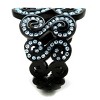 Slickblue Women’s Black Ring, Swirl Band Design, Sea Blue Synthetic Crystals, IP Stainless Steel, Sizes 5-10 - 4 of 4