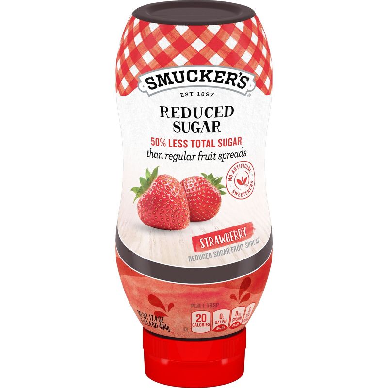 Smucker&#39;s Squeeze Reduced Sugar Strawberry Fruit Spread - 17.4oz, 1 of 6