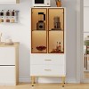 Pantry Cabinet, Freestanding Kitchen Storage Cabinet with Glass Door and 2 Drawers, Modern Kitchen Cupboard with 2 Storage Shelves - 3 of 4