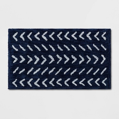 blue and white bath mat