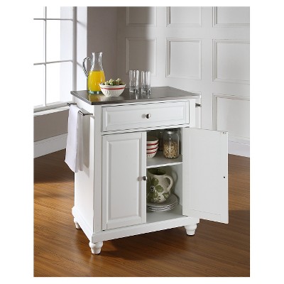 Cambridge White Stainless Steel Top Kitchen Island Cart