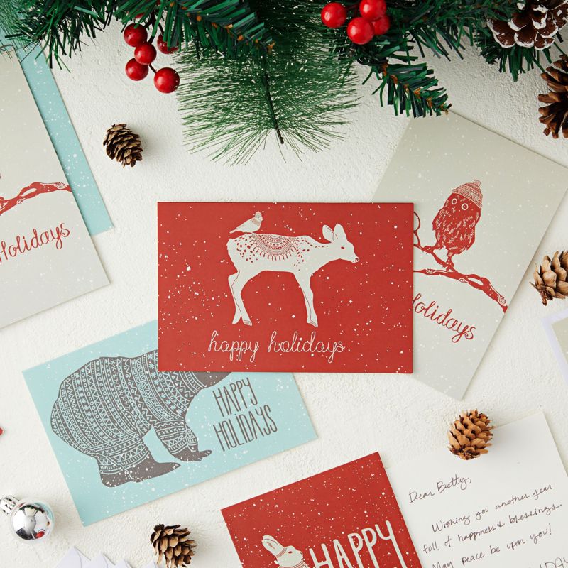 Best Paper Greetings 48 Pack Happy Holiday Christmas Cards with Envelopes, 6 Winter Animal Designs, 4x6 inches, 2 of 8