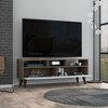 Vynxaria Modern TV Stand for TVs up to 52", Dark Walnut/White Console with Three Open Shelves and Two Flexible Drawers - 4 of 4