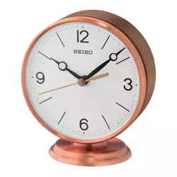 Seiko 5" Braxton Desk Table Clock, Rose Gold & Brown