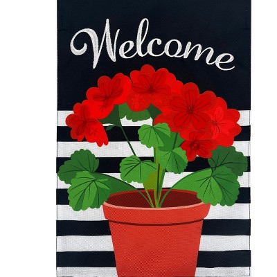 Briarwood Lane Spring Burlap Garden Flag 12x18 For Outdoor Potted Red Geraniums For Spring Garden Flag Flags For Outside