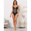 Allegra K Women's Built with Bra Mesh Panel Tummy Control Sculpting Leotard with Adjustable Straps - 4 of 4