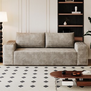 MAYEERTY 71" 3-Seater Sofa Camel - 71" 3-Seat, Corduroy, Deep Seat, No Assembly, for Living Room - 1 of 4