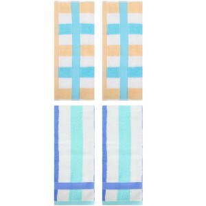 REGALWOVEN Striped Absorbent Soft Cotton Hand Towels for Bathroom 4 Pack - 1 of 4