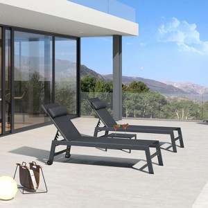 PURPLE LEAF Outdoor Lounge Chair Set Aluminum Patio Chaise Lounger with Side Table and Pillow for Outside Pool Beach Sunbathing Tanning Recliner - 1 of 4