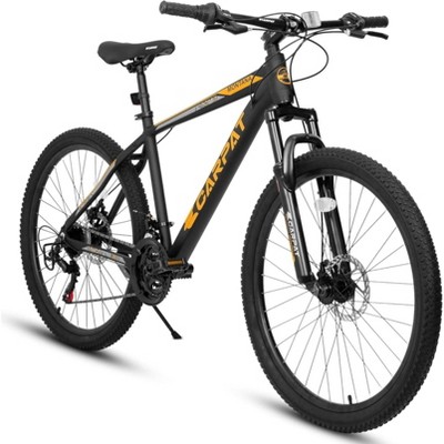Infurnic Bicycles Mountain Bike Adult Aluminum Frame Shock Absorbing front Fork Bike 21-speed, Black and Orange, 56.3*7.88*28.35