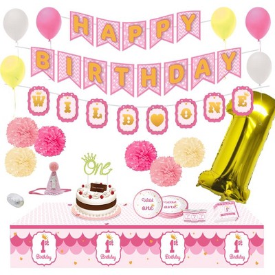 Joyin Girls First Birthday Decoration Party Supplies Set