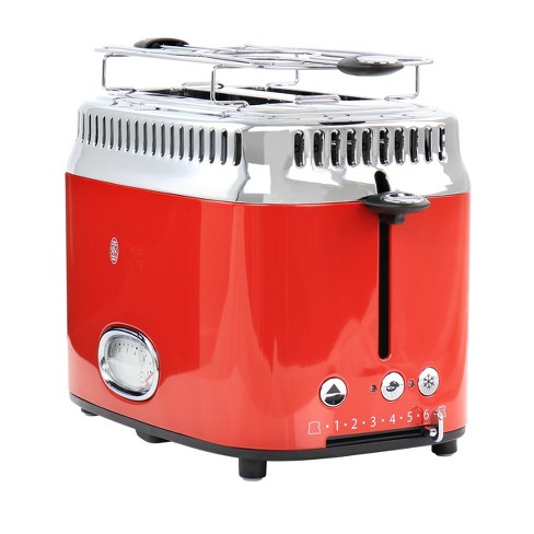 Russell Hobbs Retro Style 2-Slice Red Wide Slot Toaster with Built