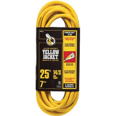 Yellow Jacket Outdoor 25 ft. L Yellow Extension Cord 14/3 SJTW