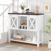 YESFASHION Farmhouse Sideboard Cabinet with Storage, Coffee Bar Table with Sliding Barn Metal Mesh Door, Kitchen Storage Sideboard with Bottom Shelf - 2 of 4