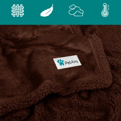 Medium Brown Waterproof Sherpa Fleece Outdoor Throw Blanket