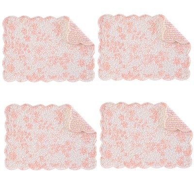 C&F Home Brighton Pink Cotton Rectangular Quilted Placemat Set of 4