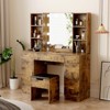 Farmhouse Vanity Set with Lighted Mirror,56 Inch Modern Makeup Vanity with Charging Station&Storage Shelves - 2 of 4