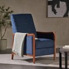 Mid-Century Modern Style Fabric Channel Stitch Pushback Recliner with Birch Wood Frame - 3 of 4