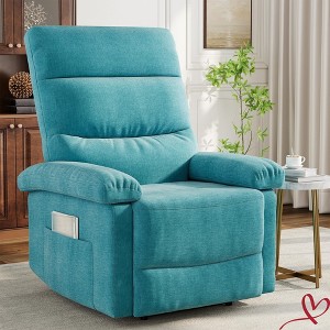 Manual Recliner Chair for Adults Manual Recliner with Side Pocket Adjustable Fabric Single Sofa with Ergonomic Back Support - 1 of 4