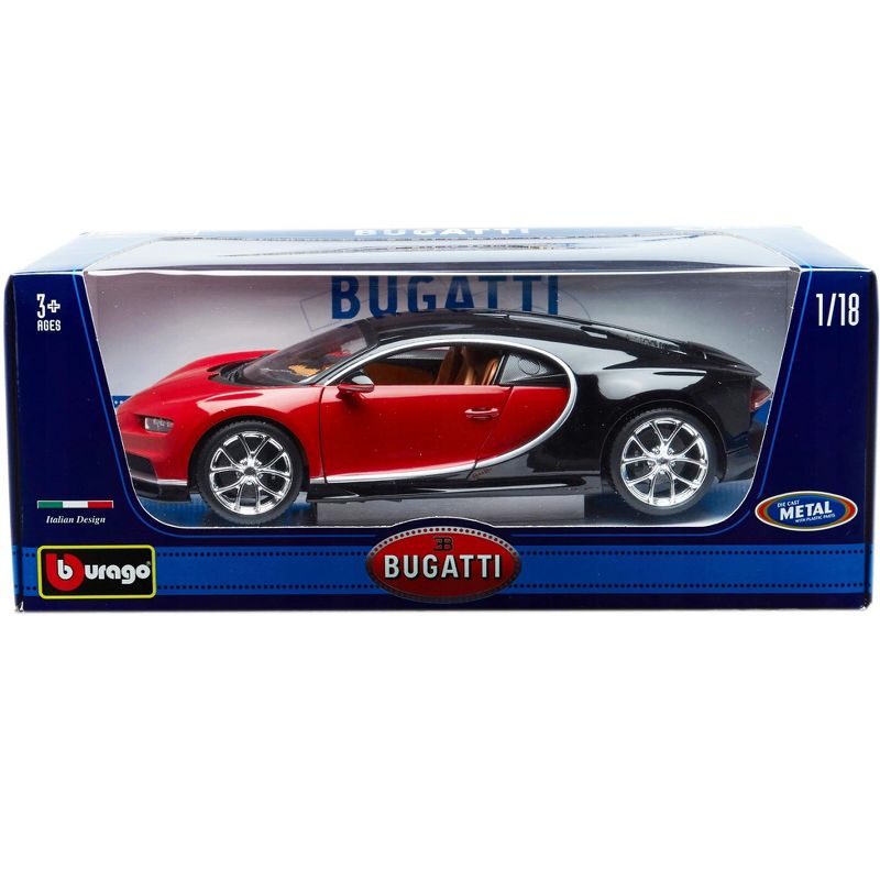 2016 Bugatti Chiron Red with Black 1/18 Diecast Model Car by Bburago, 4 of 5