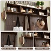SinCiDo 59" Shoe Racks with 20 Shoe Cubbies & 12 Coat Hooks & Sliding Barn Doors, Farmhouse Entryway Hutch, Brown - 3 of 4