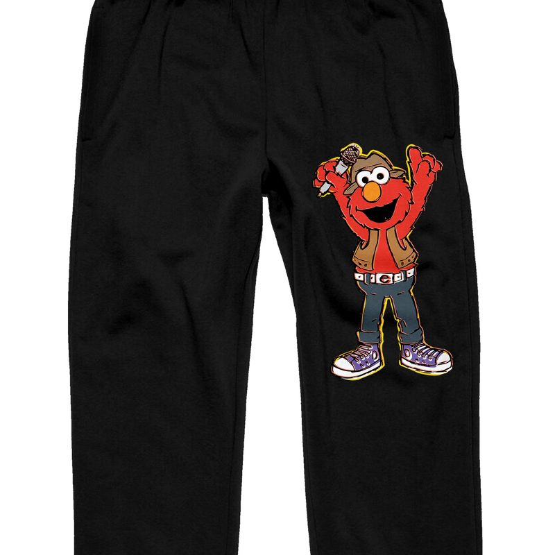 Sesame Street Elmo Holding Microphone Men's Black Graphic Sweatpants, 2 of 4