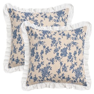 REGALWOVEN Fade-Resistant Leaf Print Ruffled Trim Bohemian Throw Pillow Cases 2 Pcs - 1 of 4