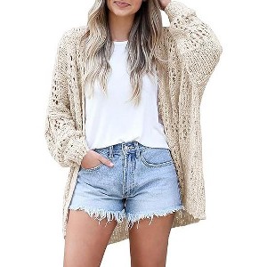 Imily Bela Women's Bohemian Style Cardigan Sweater, Loose Crochet Cardigan Jacket - 1 of 4