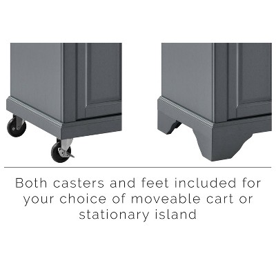 Traditional Gray Granite-Top Birch Kitchen Cart with Nickel Accents