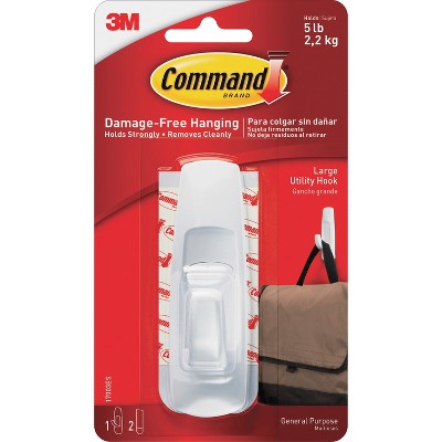 Command General Purpose Hooks 5lb Capacity Plastic White 1 Hook & 2 Strips/Pack 17003ES
