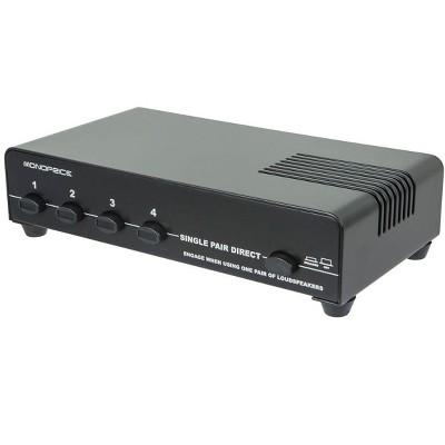 Monoprice 4-Channel Speaker Selector - Black Up to 140W Per Ch. Distribute Speakers, Perfect for Home Theater Audio