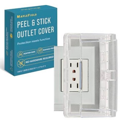 Maplefield Peel 'n' Stick Clear Outlet Cover, Splash Proof Outlet Cover, Hinged Cover for Single Stack US Outlets - 6.3" x 5"