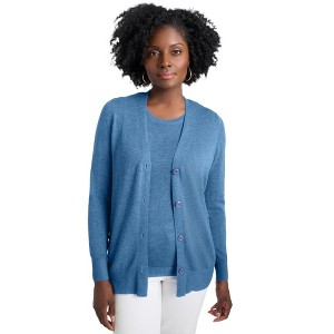 Jessica London Women's Plus Size Button Front Cashmere Cardigan - 1 of 4