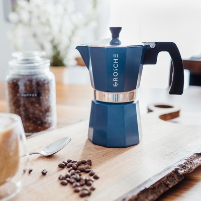 GROSCHE Milano Stovetop Espresso Maker Moka Pot 9 Espresso Cup size 15.2oz, Blue