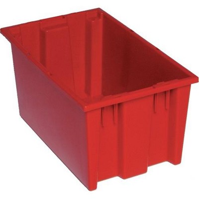 Quantum Storage Systems Stack And Nest Tote, 18"W X 11"D X 9"H, Heavy Duty, 0.76 Cu. Ft. Capacity, Red Polypropylene