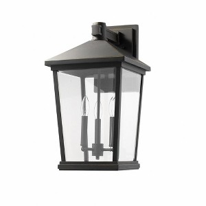 Beacon 3-Light Outdoor Wall Light - Glass Lantern, Dimmable, Wet Rated, 12" x 22.5" - 1 of 4