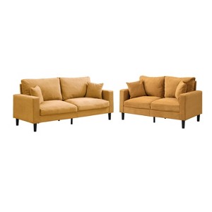 Sapphtopaz Corduroy High Resilience Sofa with Throw Pillows Modern Comfy Sofa Couch for Living Room,Bedroom,Apartment - 1 of 4