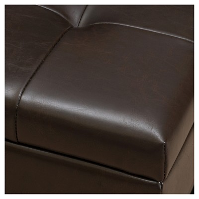 Finn Tufted Bonded Leather Storage Cocktail Ottoman