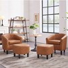Yaheetech Set of 2 Faux Leather Barrel Chair and Ottoman Set for Bedroom Living Room - 2 of 4