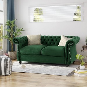 NicBex 61.8 Inch Loveseat,Modern Chesterfield Fabric Loveseat Sofa with Nailhead Accents,Upholstered 2-Seater Couch for Living Room - 1 of 4