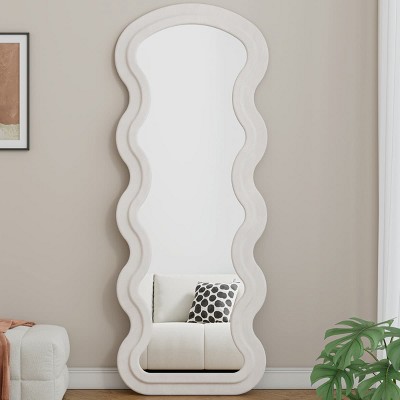 Full Length Wavy Floor Mirror with Stand, Decorative Wall Mirror for Bedroom, Dressing Room, Modern Framed Mirror-The Pop Home