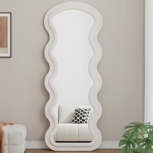 Full Length Wavy Floor Mirror with Stand, Decorative Wall Mirror for Bedroom, Dressing Room, Modern Framed Mirror-The Pop Home - 1 of 4