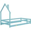 Acekool Twin House Bed Frame with Guardrails, Modern Pine Wood Platform, House-Shape Headboard, For Kids Room, Grey - 4 of 4